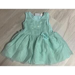 Girls 18-24 Mos The Children’s Place Sea Green Spring Summer Dress Tulle Sequins